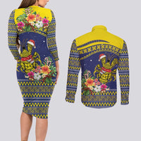 Monuina e Kilisimasi Niue Christmas Couples Matching Long Sleeve Bodycon Dress and Long Sleeve Button Shirt Niuean Tribal Pattern LT9 - Polynesian Pride