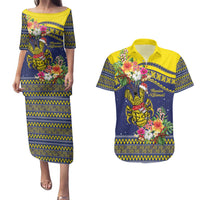 Monuina e Kilisimasi Niue Christmas Couples Matching Puletasi and Hawaiian Shirt Niuean Tribal Pattern LT9 Gold - Polynesian Pride