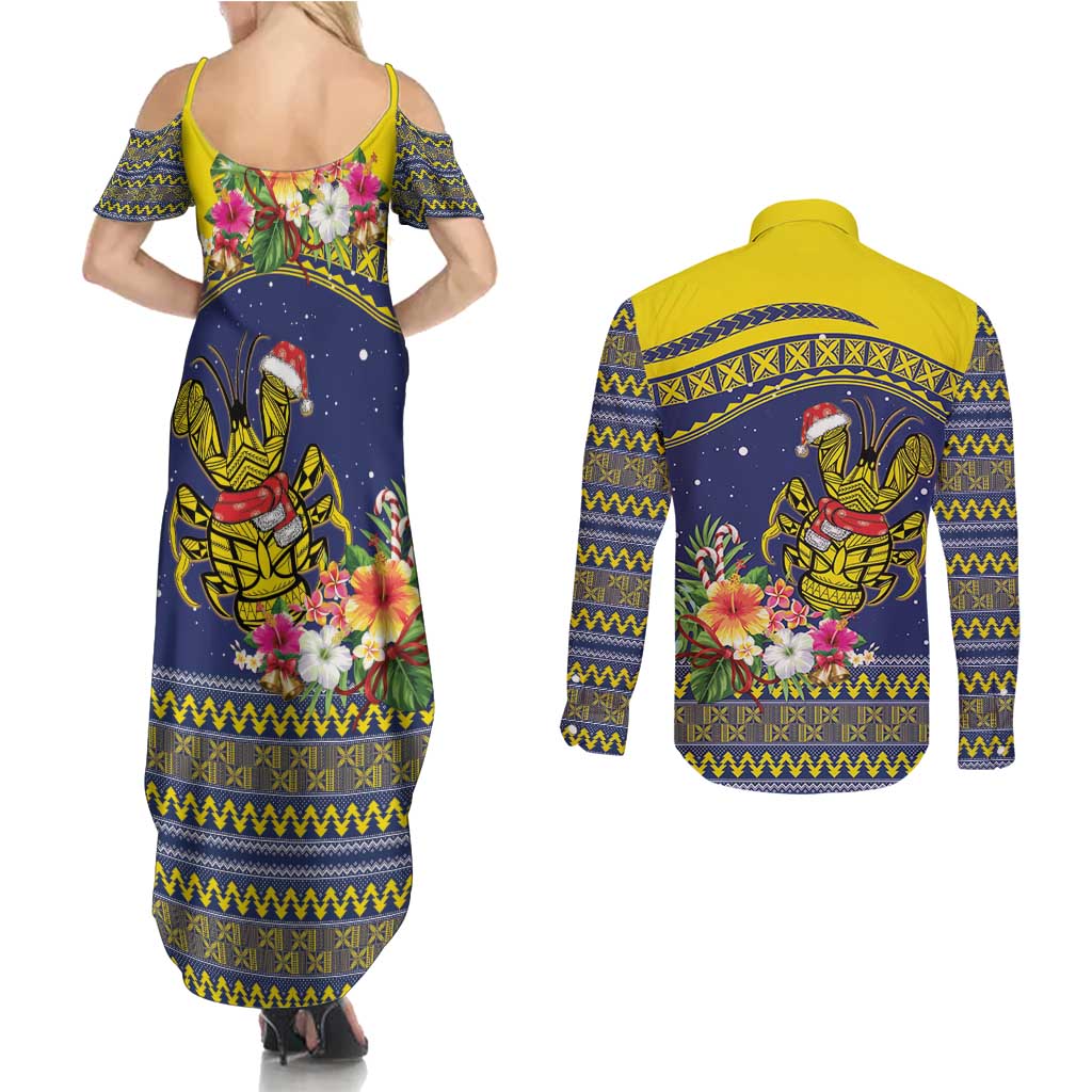 Monuina e Kilisimasi Niue Christmas Couples Matching Summer Maxi Dress and Long Sleeve Button Shirt Niuean Tribal Pattern LT9 - Polynesian Pride