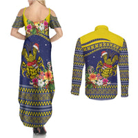 Monuina e Kilisimasi Niue Christmas Couples Matching Summer Maxi Dress and Long Sleeve Button Shirt Niuean Tribal Pattern LT9 - Polynesian Pride