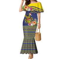 Monuina e Kilisimasi Niue Christmas Family Matching Mermaid Dress and Hawaiian Shirt Niuean Tribal Pattern LT9 Mom's Dress Gold - Polynesian Pride