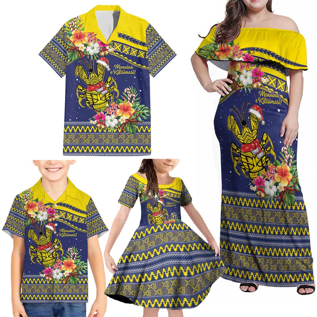Monuina e Kilisimasi Niue Christmas Family Matching Off Shoulder Maxi Dress and Hawaiian Shirt Niuean Tribal Pattern LT9 - Polynesian Pride
