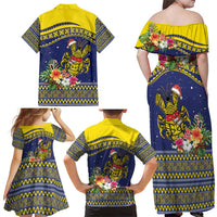 Monuina e Kilisimasi Niue Christmas Family Matching Off Shoulder Maxi Dress and Hawaiian Shirt Niuean Tribal Pattern LT9 - Polynesian Pride