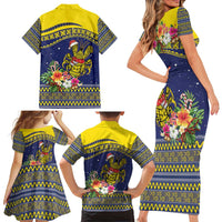 Monuina e Kilisimasi Niue Christmas Family Matching Short Sleeve Bodycon Dress and Hawaiian Shirt Niuean Tribal Pattern LT9 - Polynesian Pride
