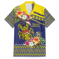 Monuina e Kilisimasi Niue Christmas Family Matching Summer Maxi Dress and Hawaiian Shirt Niuean Tribal Pattern LT9 Dad's Shirt - Short Sleeve Gold - Polynesian Pride