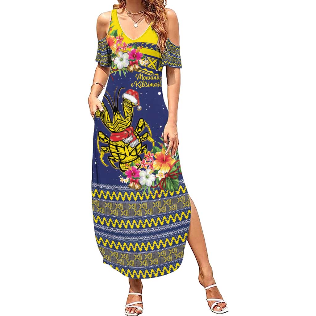 Monuina e Kilisimasi Niue Christmas Family Matching Summer Maxi Dress and Hawaiian Shirt Niuean Tribal Pattern LT9 Mom's Dress Gold - Polynesian Pride