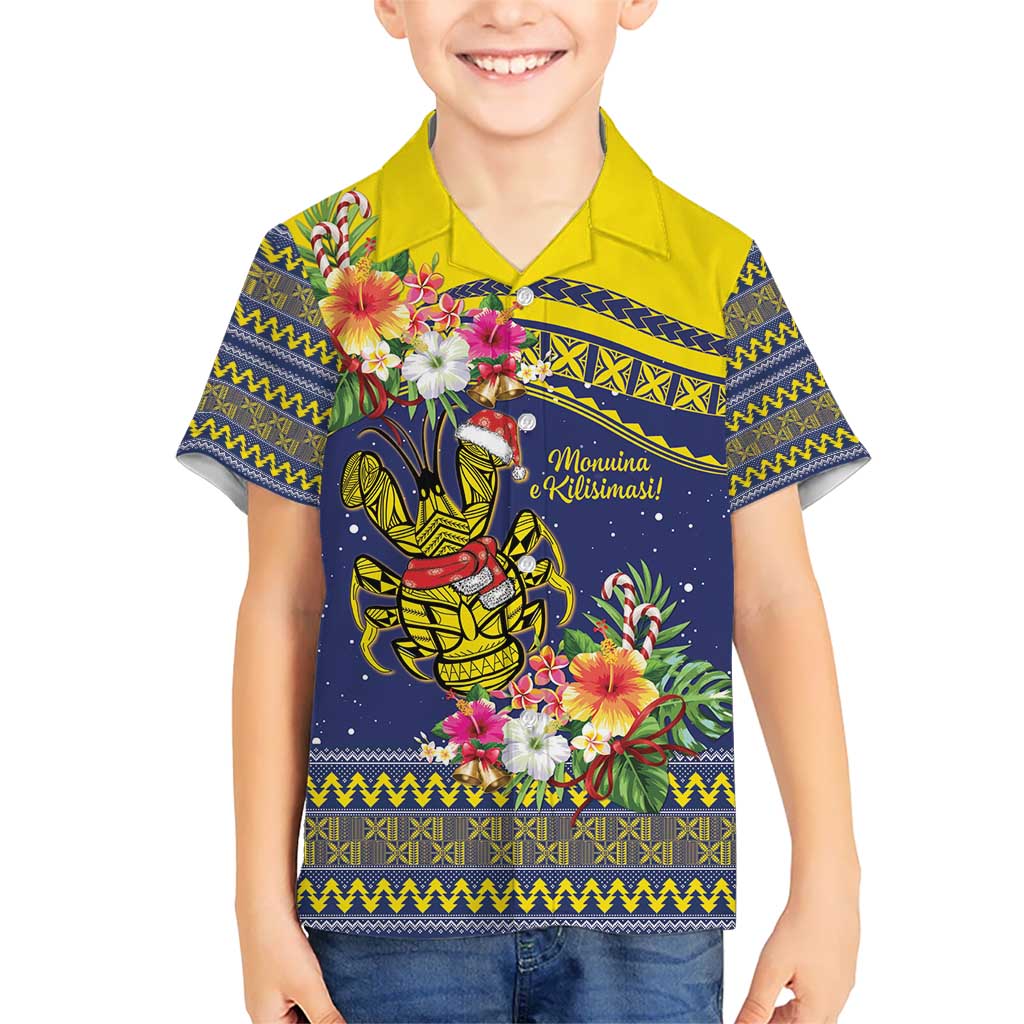 Monuina e Kilisimasi Niue Christmas Kid Hawaiian Shirt Niuean Tribal Pattern LT9 Kid Gold - Polynesian Pride