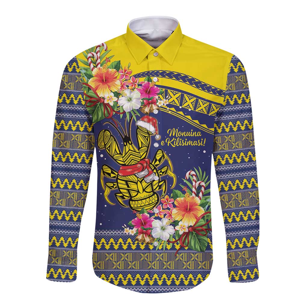 Monuina e Kilisimasi Niue Christmas Long Sleeve Button Shirt Niuean Tribal Pattern LT9 Unisex Gold - Polynesian Pride