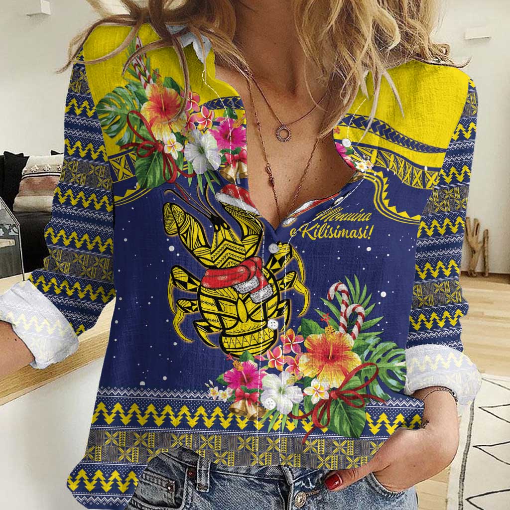 Monuina e Kilisimasi Niue Christmas Women Casual Shirt Niuean Tribal Pattern LT9 Female Gold - Polynesian Pride
