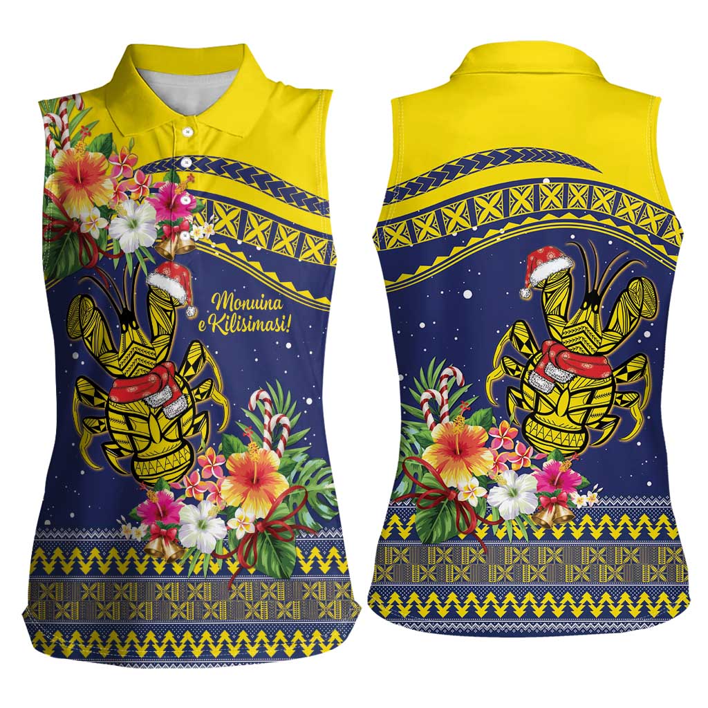 Monuina e Kilisimasi Niue Christmas Women Sleeveless Polo Shirt Niuean Tribal Pattern LT9 - Polynesian Pride