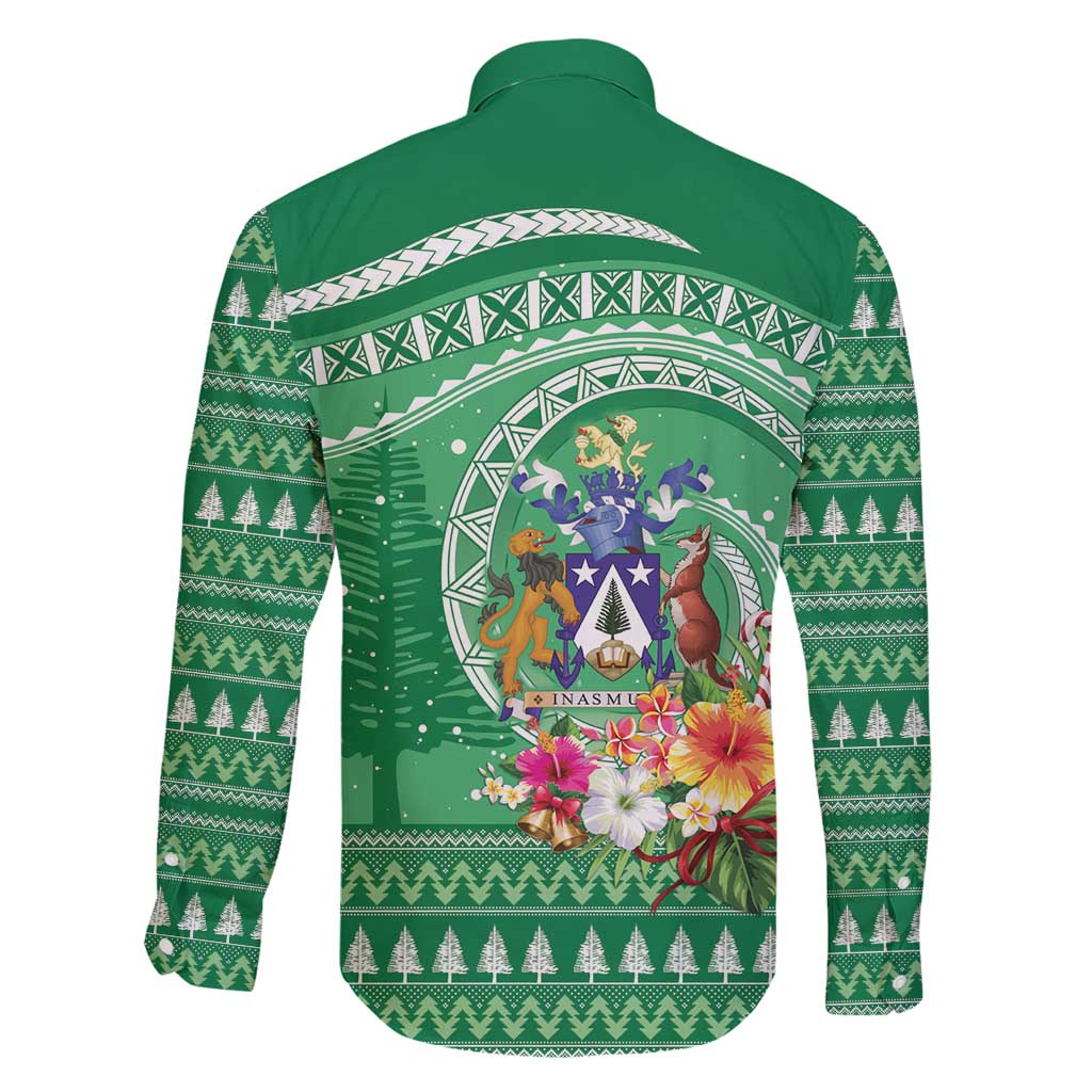 Norfolk Island Pine Tree Christmas Family Matching Long Sleeve Bodycon Dress and Hawaiian Shirt Coat of Arm and Polynesian Pattern LT9 - Polynesian Pride