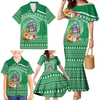 Norfolk Island Pine Tree Christmas Family Matching Mermaid Dress and Hawaiian Shirt Coat of Arm and Polynesian Pattern LT9 - Polynesian Pride