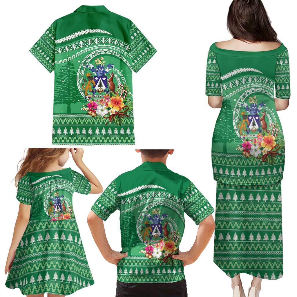 Norfolk Island Pine Tree Christmas Family Matching Puletasi and Hawaiian Shirt Coat of Arm and Polynesian Pattern LT9 - Polynesian Pride