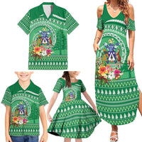 Norfolk Island Pine Tree Christmas Family Matching Summer Maxi Dress and Hawaiian Shirt Coat of Arm and Polynesian Pattern LT9 - Polynesian Pride