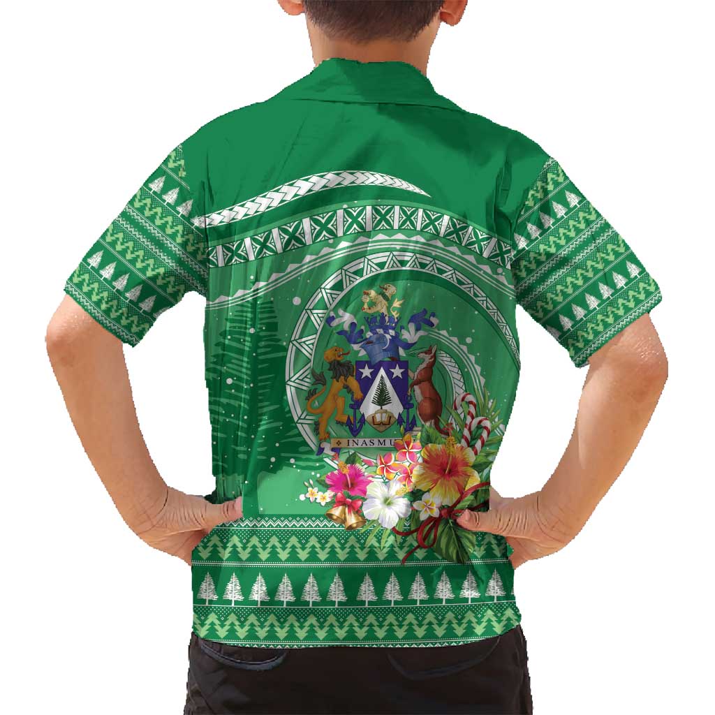 Norfolk Island Pine Tree Christmas Family Matching Tank Maxi Dress and Hawaiian Shirt Coat of Arm and Polynesian Pattern LT9 - Polynesian Pride