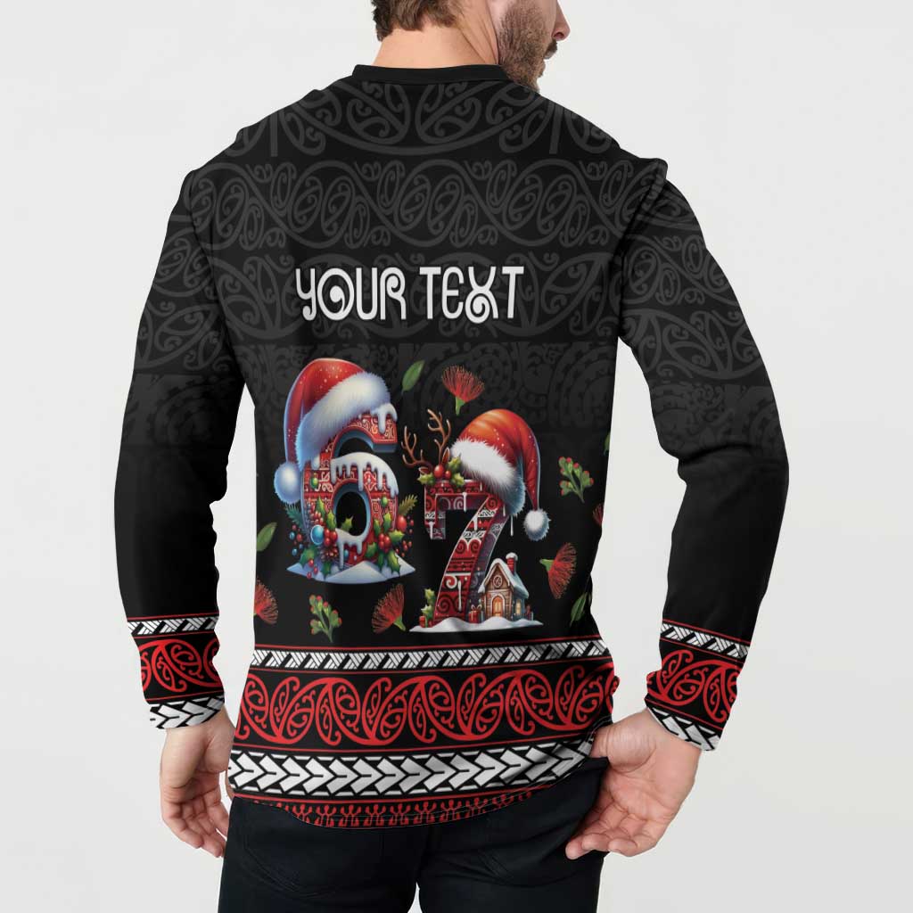 Aotearoa Six Seven Personalized Button Sweatshirt New Zealand Funny Christmas - Polynesian Pride