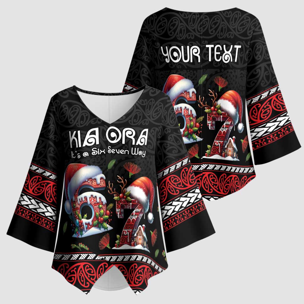 Aotearoa Six Seven Personalized Kimono Sleeve Blouse New Zealand Funny Christmas - Polynesian Pride