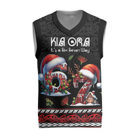 Aotearoa Six Seven Personalized Christmas Knitted V-Neck Vest New Zealand Funny Christmas LT9 Adult 3XS Red - Polynesian Pride