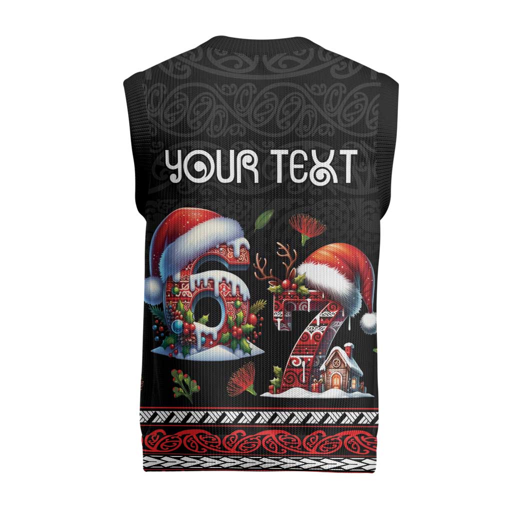 Aotearoa Six Seven Personalized Christmas Knitted V-Neck Vest New Zealand Funny Christmas LT9 - Polynesian Pride