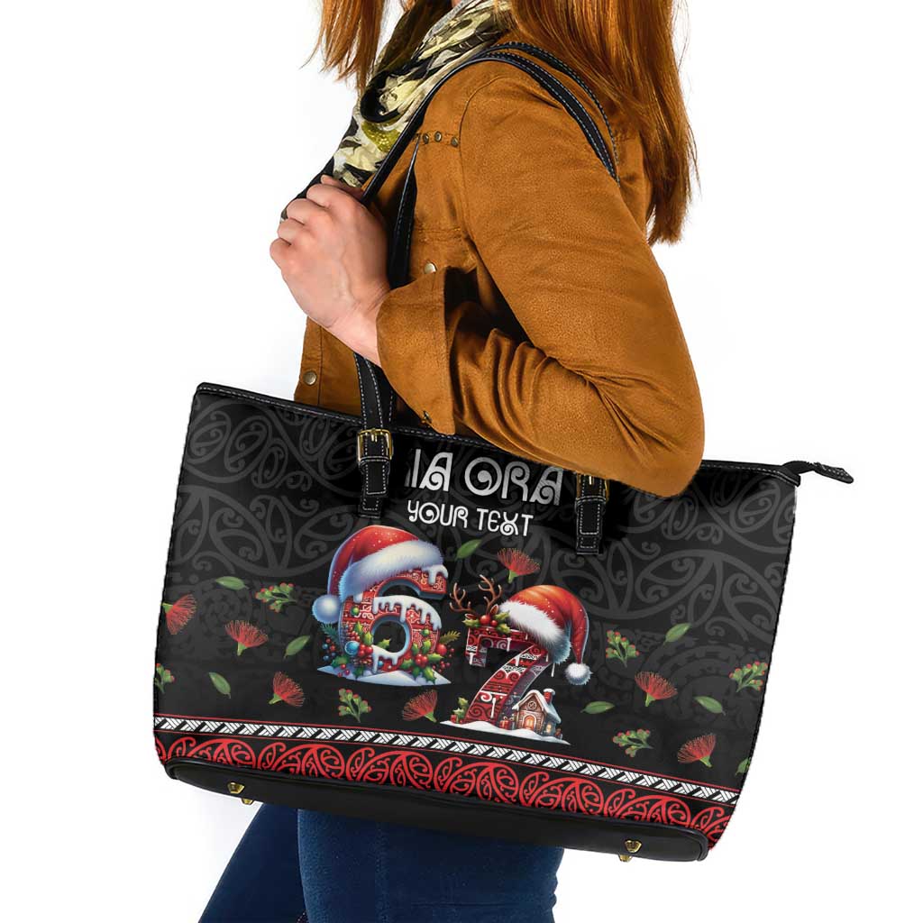 Aotearoa Six Seven Personalized Leather Tote Bag New Zealand Funny Christmas - Polynesian Pride