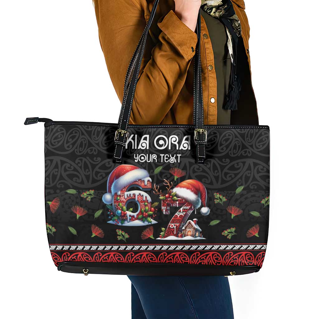 Aotearoa Six Seven Personalized Leather Tote Bag New Zealand Funny Christmas - Polynesian Pride