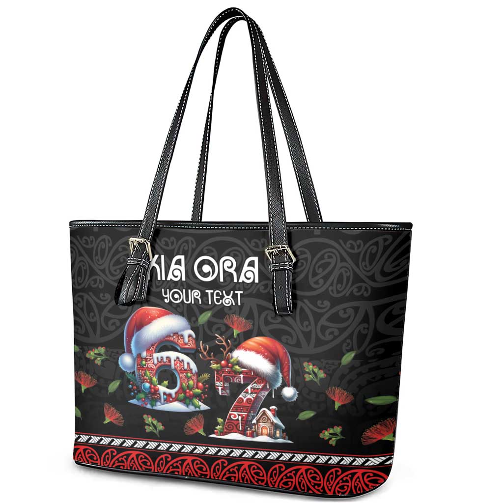 Aotearoa Six Seven Personalized Leather Tote Bag New Zealand Funny Christmas - Polynesian Pride