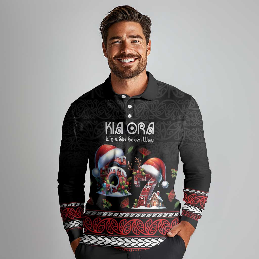 Aotearoa Six Seven Personalized Long Sleeve Polo Shirt New Zealand Funny Christmas - Polynesian Pride