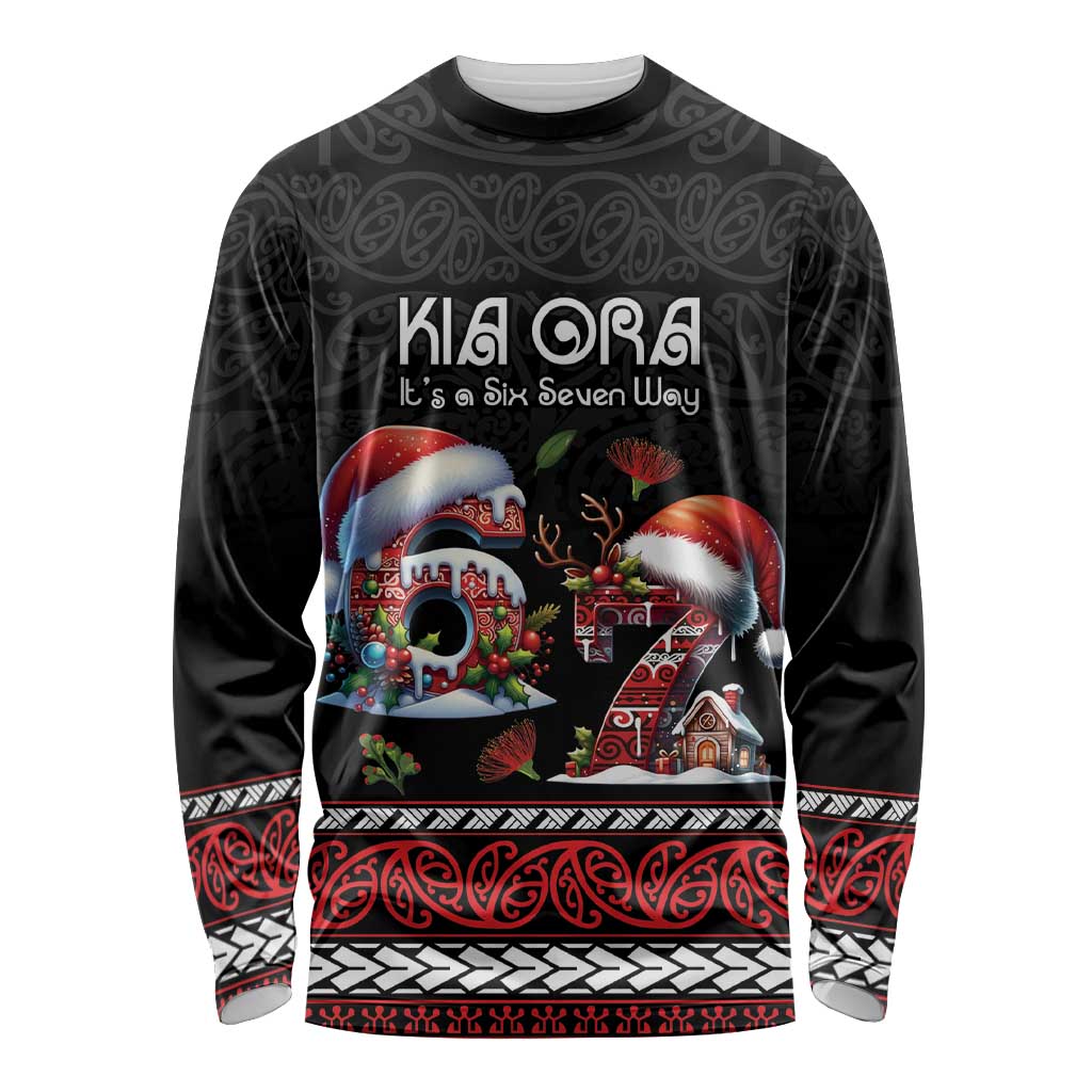 Aotearoa Six Seven Personalized Long Sleeve Shirt New Zealand Funny Christmas LT9 Unisex Red - Polynesian Pride