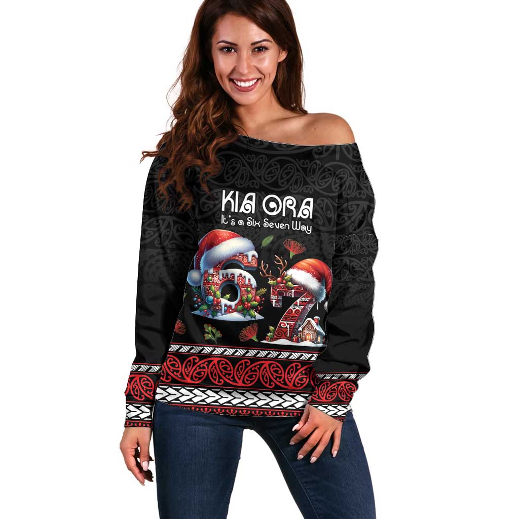 Aotearoa Six Seven Personalized Off Shoulder Sweater New Zealand Funny Christmas - Polynesian Pride