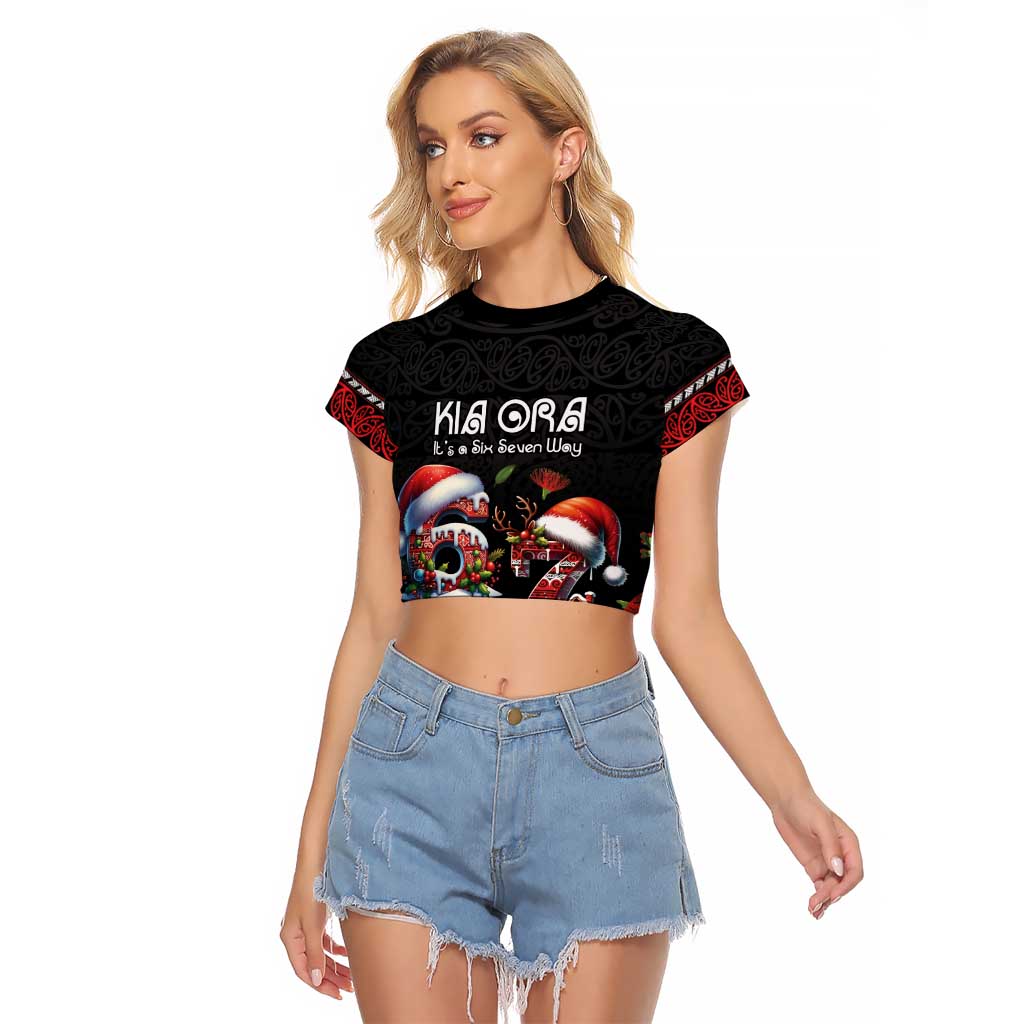 Aotearoa Six Seven Personalized Raglan Cropped T Shirt New Zealand Funny Christmas - Polynesian Pride