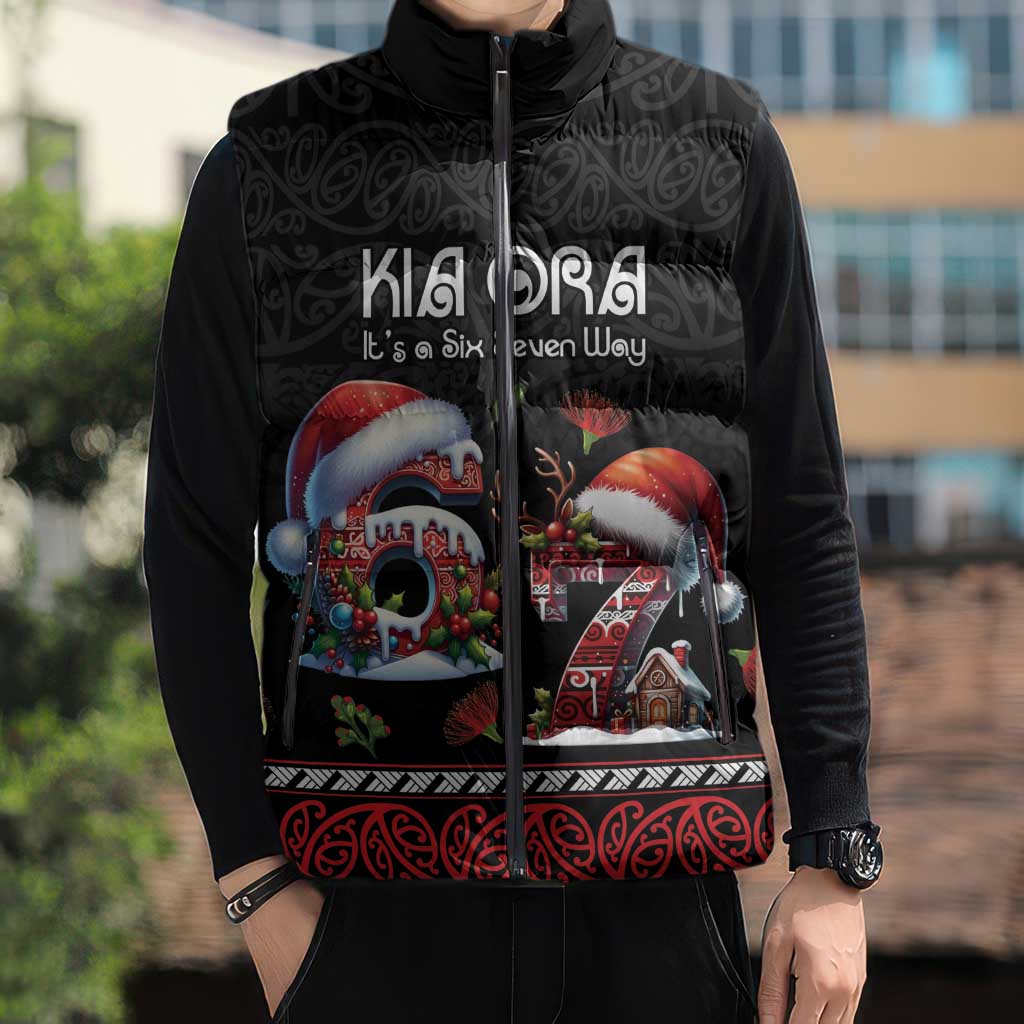 Aotearoa Six Seven Personalized Sleeveless Puffer Jacket New Zealand Funny Christmas - Polynesian Pride
