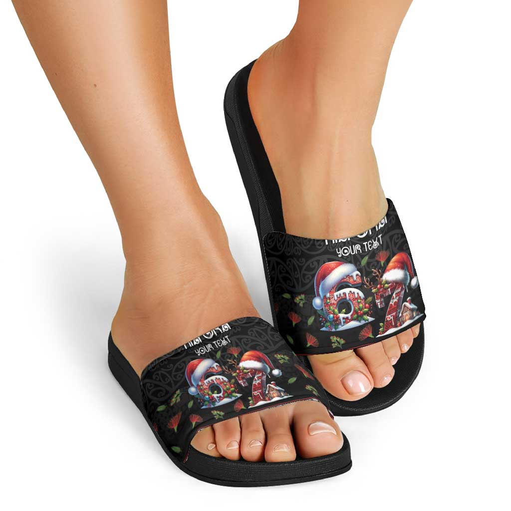 Aotearoa Six Seven Personalized Slide Sandals New Zealand Funny Christmas - Polynesian Pride