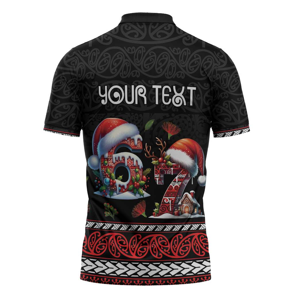 Aotearoa Six Seven Personalized Zipper Polo Shirt New Zealand Funny Christmas - Polynesian Pride