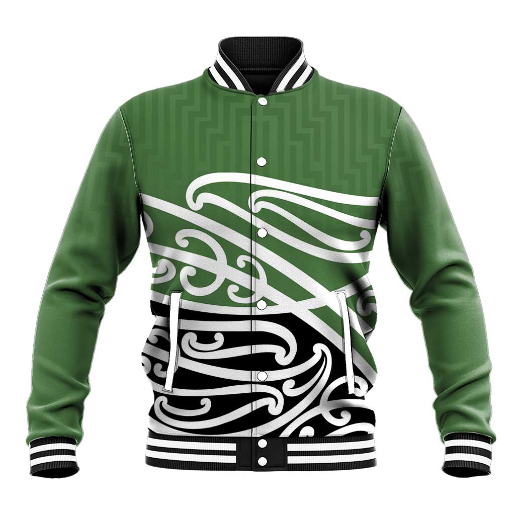 Green Fern New Zealand Kowhai Ngutukak Baseball Jacket LT9 Unisex Green - Polynesian Pride