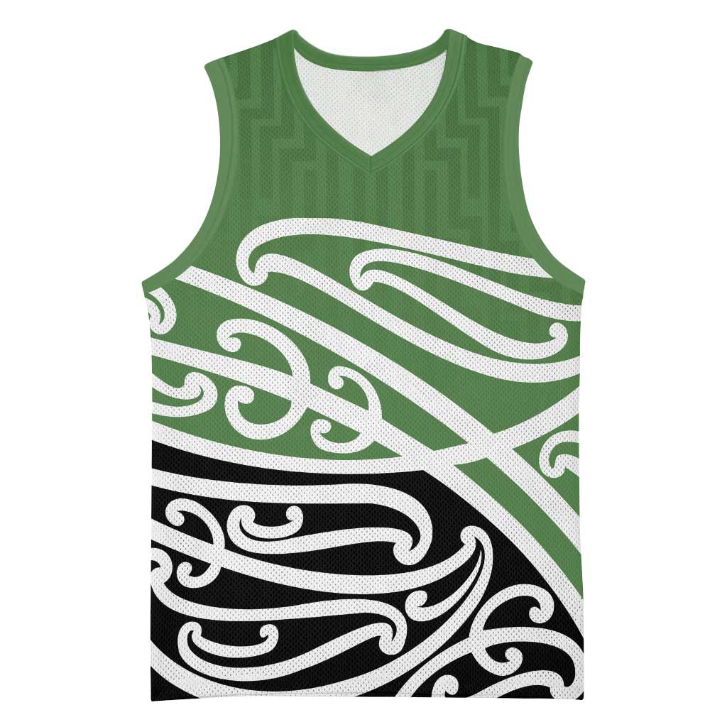 Green Fern New Zealand Kowhai Ngutukak Basketball Jersey LT9 Unisex Green - Polynesian Pride