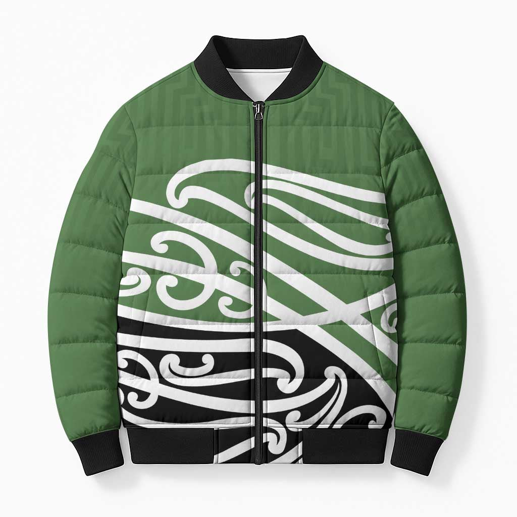Green Fern New Zealand Kowhai Ngutukak Bomber Puffer Jacket - Polynesian Pride