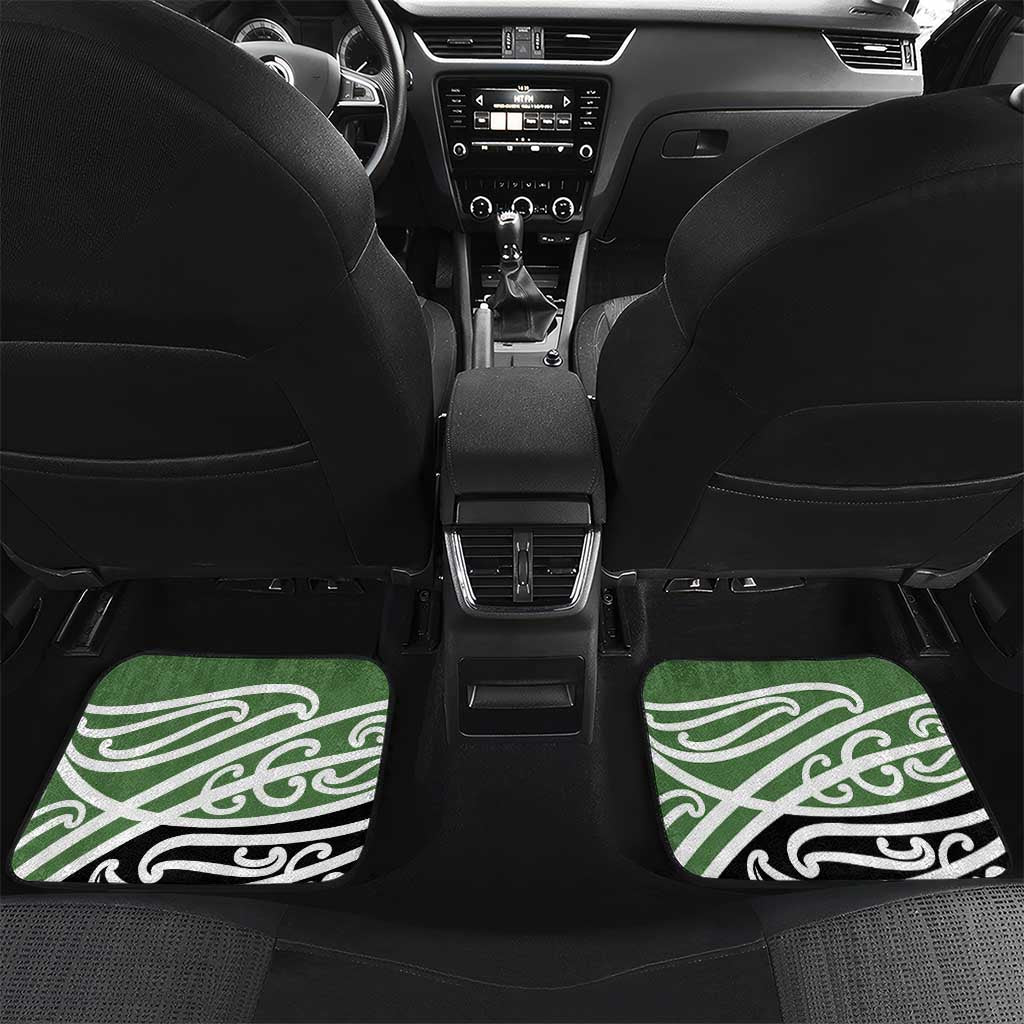 Green Fern New Zealand Kowhai Ngutukak Car Mats LT9 Set 2pcs - Back Green - Polynesian Pride