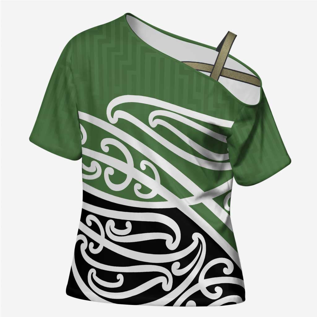 Green Fern New Zealand Kowhai Ngutukak Cross Shoulder Shirt LT9 Female Green - Polynesian Pride