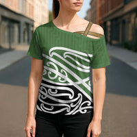 Green Fern New Zealand Kowhai Ngutukak Cross Shoulder Shirt LT9 - Polynesian Pride