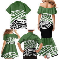 Green Fern New Zealand Kowhai Ngutukak Family Matching Mermaid Dress and Hawaiian Shirt LT9 - Polynesian Pride