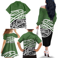 Green Fern New Zealand Kowhai Ngutukak Family Matching Off The Shoulder Long Sleeve Dress and Hawaiian Shirt LT9 - Polynesian Pride