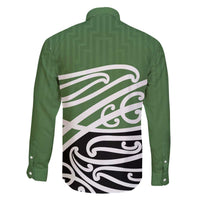Green Fern New Zealand Kowhai Ngutukak Family Matching Off The Shoulder Long Sleeve Dress and Hawaiian Shirt LT9 - Polynesian Pride