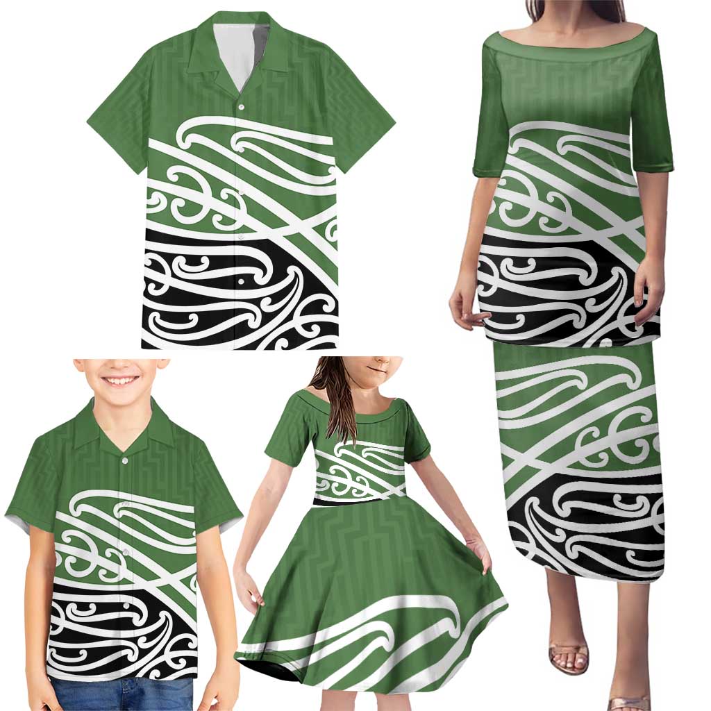 Green Fern New Zealand Kowhai Ngutukak Family Matching Puletasi and Hawaiian Shirt LT9 - Polynesian Pride