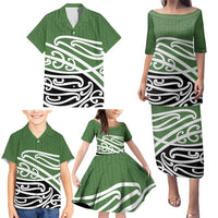 Green Fern New Zealand Kowhai Ngutukak Family Matching Puletasi and Hawaiian Shirt LT9 - Polynesian Pride