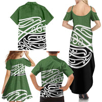 Green Fern New Zealand Kowhai Ngutukak Family Matching Summer Maxi Dress and Hawaiian Shirt LT9 - Polynesian Pride