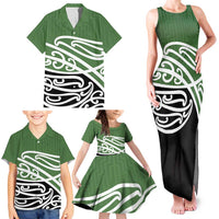 Green Fern New Zealand Kowhai Ngutukak Family Matching Tank Maxi Dress and Hawaiian Shirt LT9 - Polynesian Pride