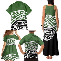Green Fern New Zealand Kowhai Ngutukak Family Matching Tank Maxi Dress and Hawaiian Shirt LT9 - Polynesian Pride