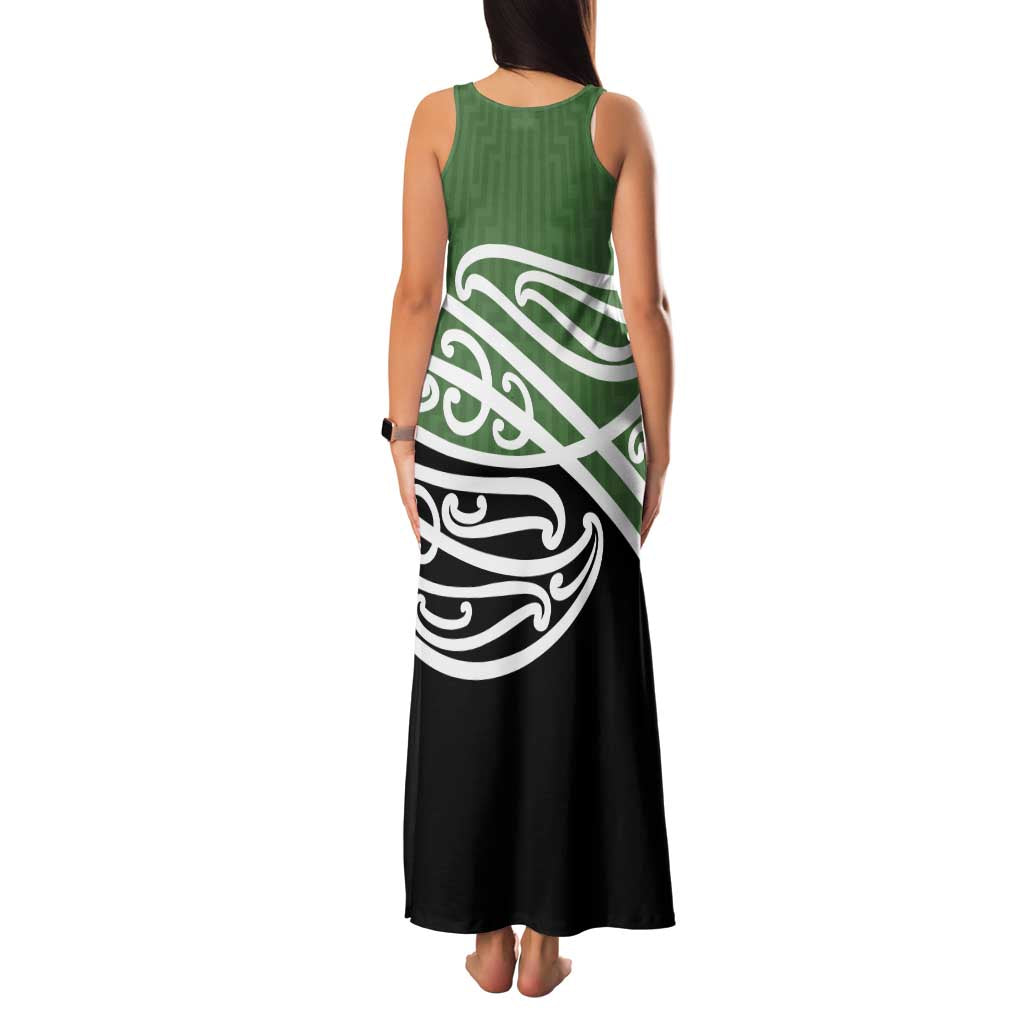 Green Fern New Zealand Kowhai Ngutukak Family Matching Tank Maxi Dress and Hawaiian Shirt LT9 - Polynesian Pride