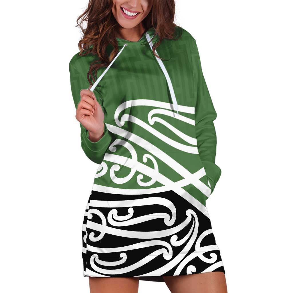 Green Fern New Zealand Kowhai Ngutukak Hoodie Dress LT9 Green - Polynesian Pride