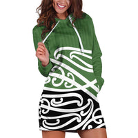 Green Fern New Zealand Kowhai Ngutukak Hoodie Dress LT9 Green - Polynesian Pride